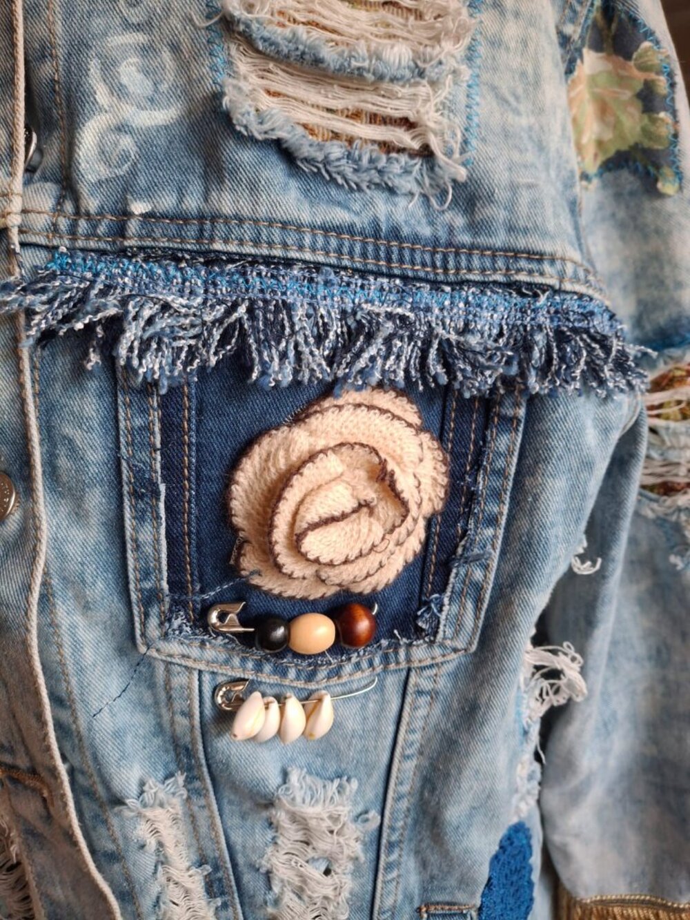 ENSY One-of-a-Kind Handmade Upcycled Denim Duster Coat A dramatic wearable artwo - Picture 5 of 10